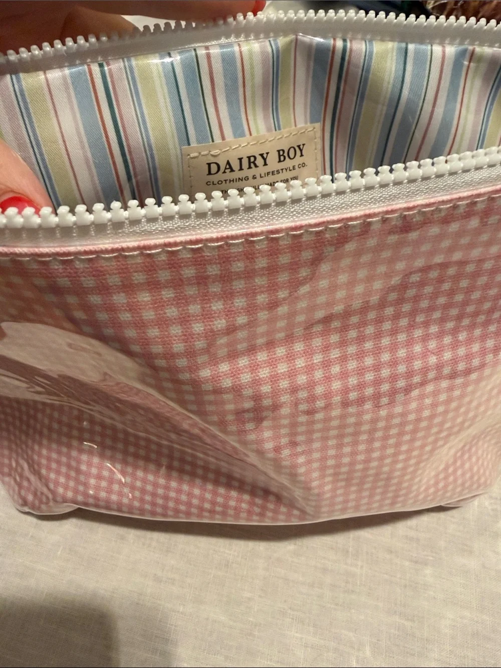 DAIRY BOY Pink Cosmetic Bag (LARGE) - Soft Pink Makeup Case